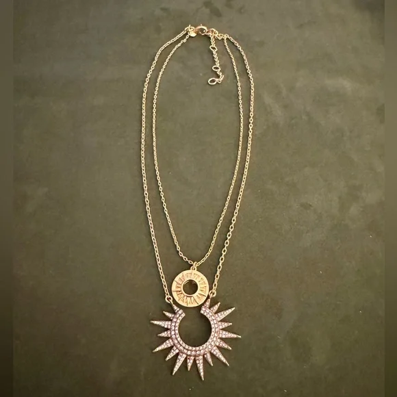 JCrew Gold Plated Starburst Layered Statement Necklace - Picture 4 of 9